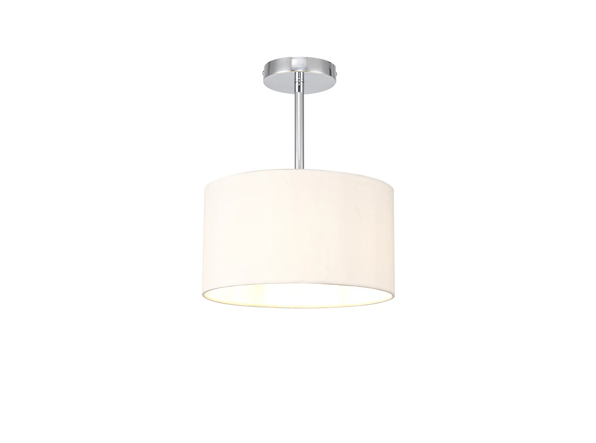 DK0080  Baymont 30cm Semi Flush 1 Light Polished Chrome, Nude Beige/Moonlight